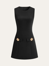 Detachable Cape Metal Floral Detail Dress Set